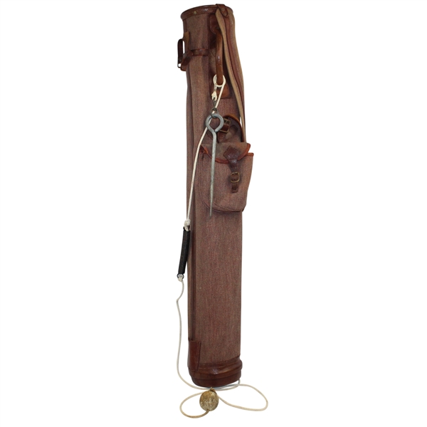 Vintage Ocobo Canvas and Leather Golf Bag with Training Device
