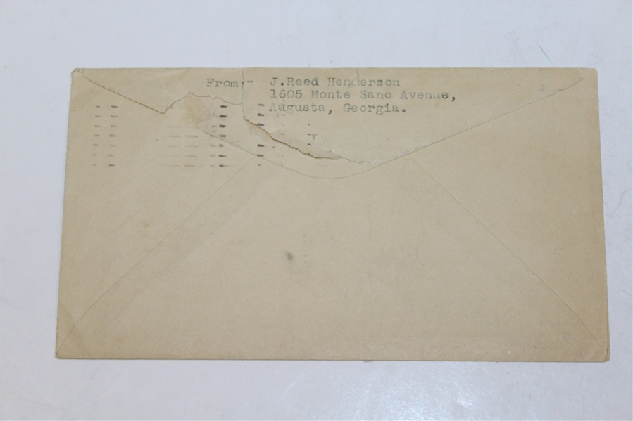 1933 Letter on Augusta National Letterhead with First Day Cachet - from 'Reed'