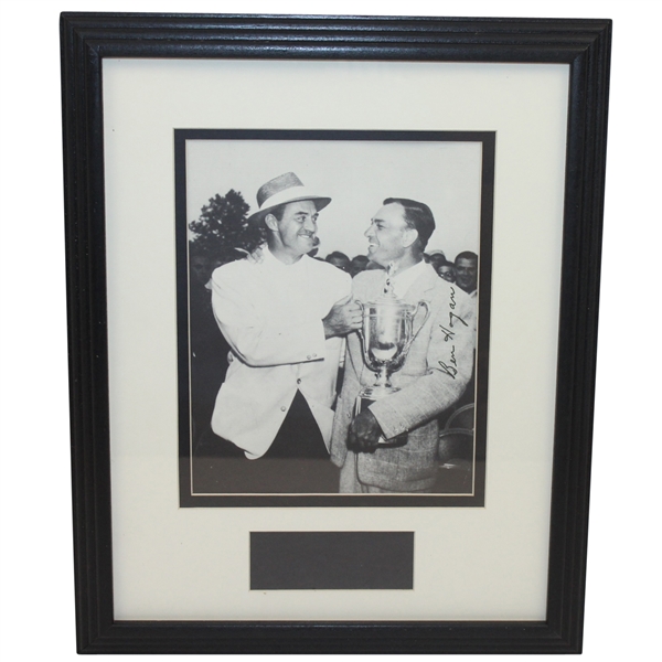 1953 US Open Trophy Photo- Ben Hogan and Sam Snead- Signed by Winner Hogan- Framed