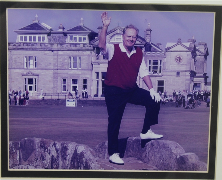 Jack Nicklaus Display- Waving Goodbye From Swilcan Bridge, 5 Pound RBS Note- Framed