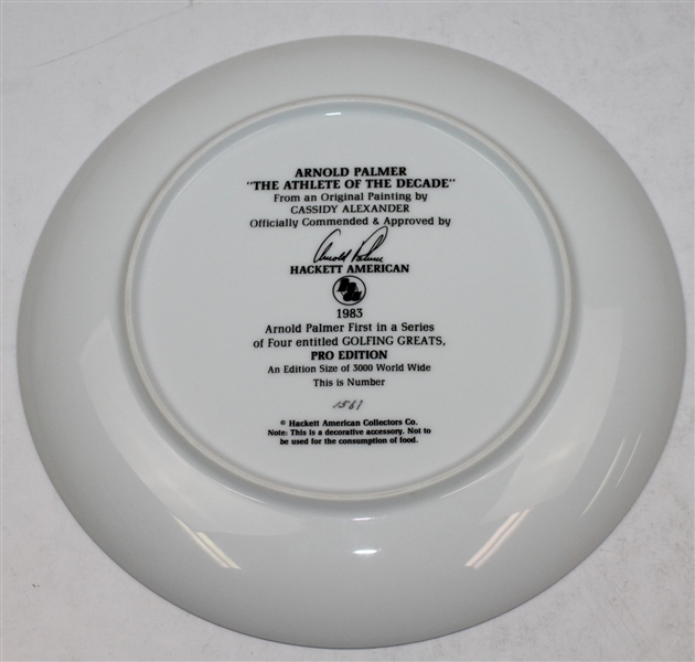 Arnold Palmer Signed 1983 Athlete of the Decade Cassidy Alexander Plate FULL JSA #Z25679