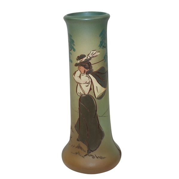 Weller Dickensware Vase- Female Golfer (Early 1900's) - R. WAYNE PERKINS COLLECTION