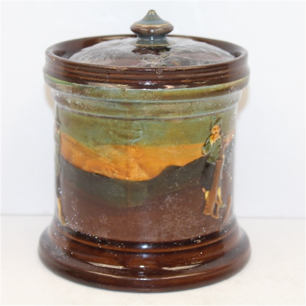 Royal Doulton Kingsware Biscuit Barrel with Lid- Golf Themed- R. WAYNE PERKINS COLLECTION