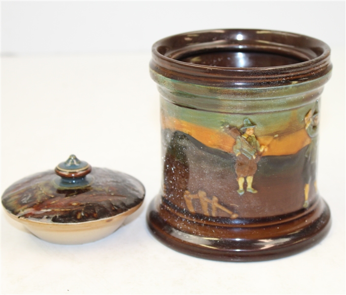 Royal Doulton Kingsware Biscuit Barrel with Lid- Golf Themed- R. WAYNE PERKINS COLLECTION