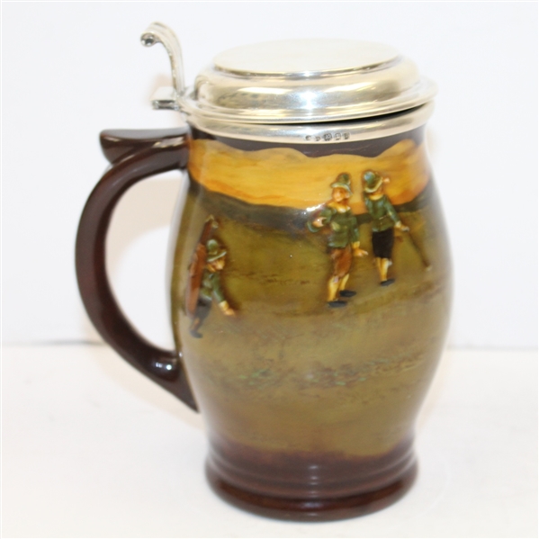 Royal Doulton Kingsware Tankard with Silver Lid- Golf Themed- R. WAYNE PERKINS COLLECTION