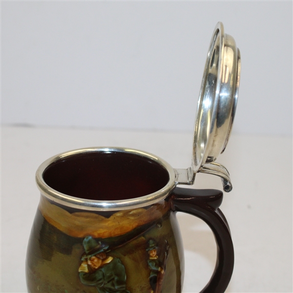 Royal Doulton Kingsware Tankard with Silver Lid- Golf Themed- R. WAYNE PERKINS COLLECTION