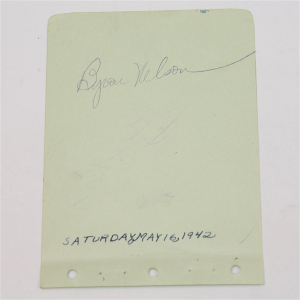 Craig Wood Vintage Signed Album Page with Byron Nelson - 1942 JSA ALOA