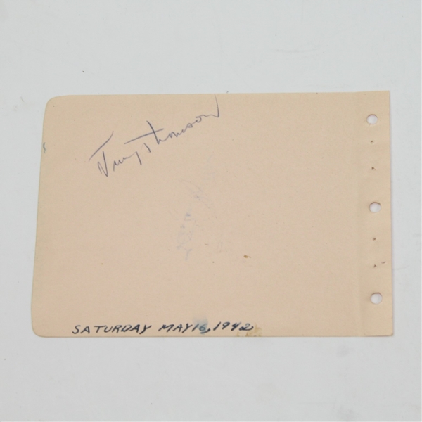 Horton Smith Vintage Signed Album Page with Jimmy Thomson - 1942 JSA ALOA