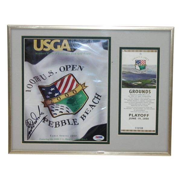 Earl Woods Signed 2000 USGA Magazine Display with Ticket PSA/DNA #L10843