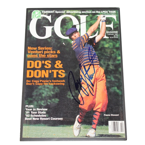 Payne Stewart Signed Golf Magazine Cover - Matted JSA ALOA