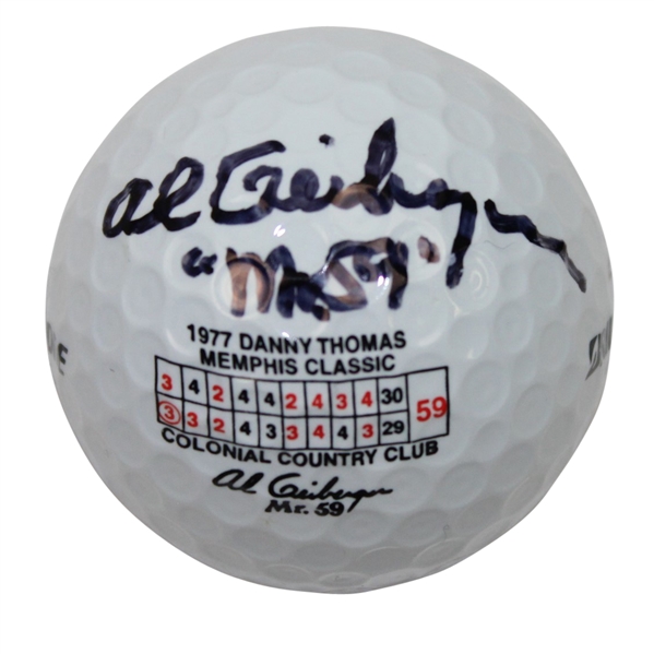 Al Geiberger Mr. 59 Signed Scorecard Logo Golf Ball PSA/DNA #Y56421