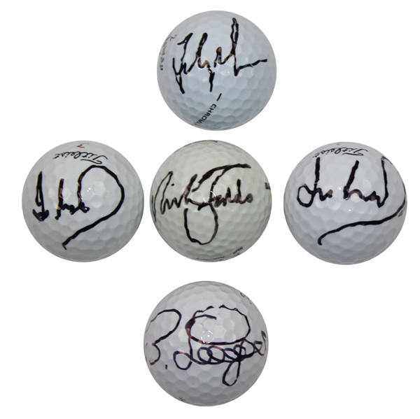 Masters Winners Faldo, Couples, Langer, and Woosnam(x2) Signed Golf Balls JSA ALAO