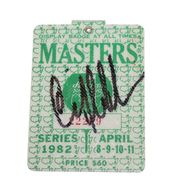 Craig Stadler Signed 1982 Masters Series Badge JSA ALOA