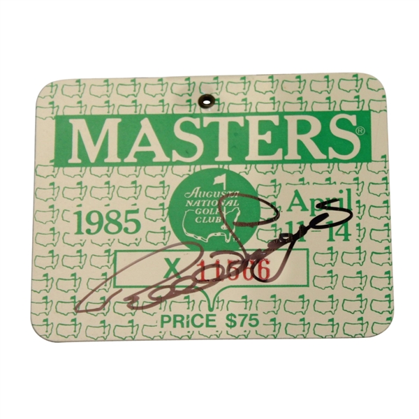 Bernhard Langer Signed 1985 Masters Series Badge JSA ALOA