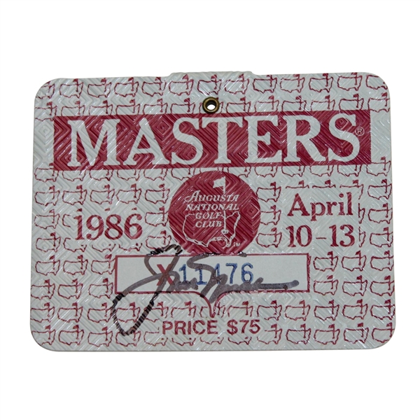 Jack Nicklaus Signed 1986 Masters Series Badge JSA ALOA
