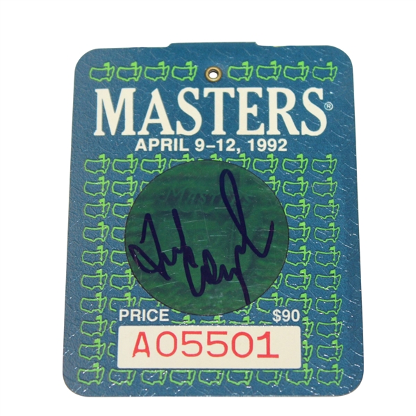 Fred Couples Signed 1992 Masters Series Badge JSA ALOA