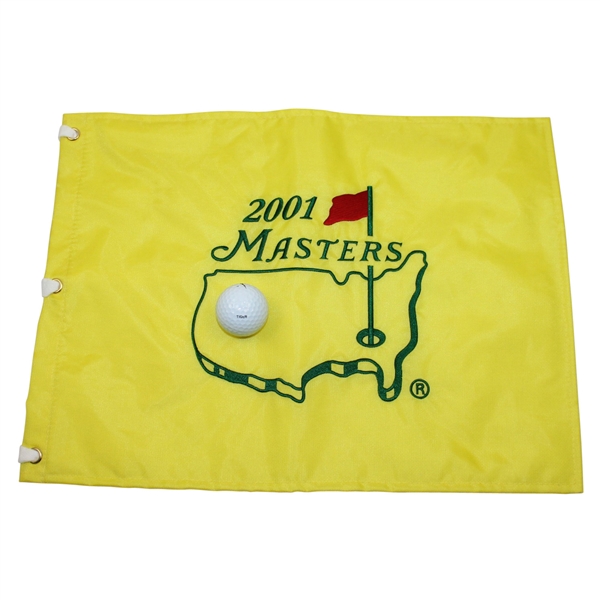 2001 Masters Pin Flag & Tiger Woods Used Practice Putting Ball