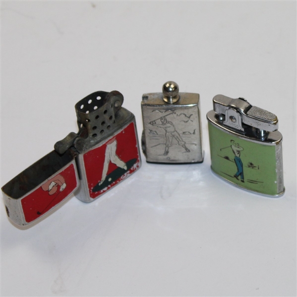 Lot of 3 Vintage Golf Themed Lighters