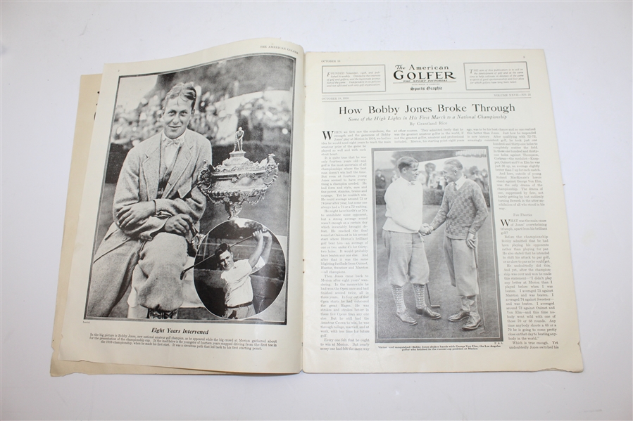 1924 October 'The American Golfer' Magazine with Bobby Jones US Amateur Cover Story