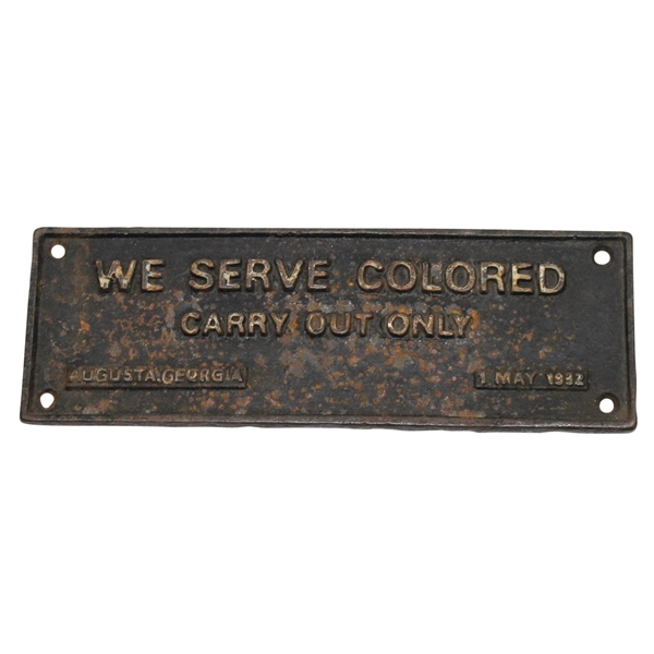 'We Serve Colored - Carry Out Only' Augusta, Ga. May 1, 1932 Sign