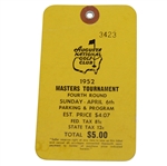 1952 Masters Tournament Sunday Ticket #3423 - Sam Snead Winner