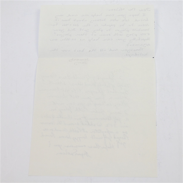 Byron Nelson Hand Written Letter Alluding to Watching Babe Ruth Golf JSA ALOA