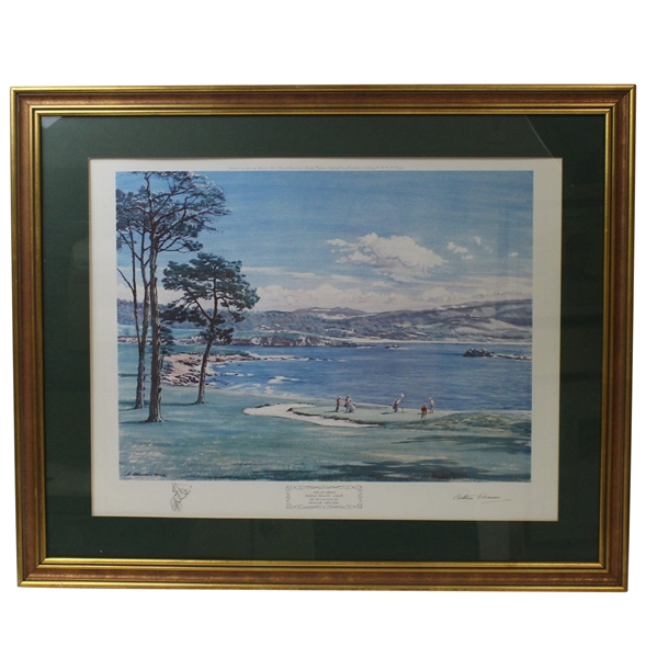 Pebble Beach #18 Carmel Bay Print Signed by Arthur Weaver w/Hand Sketched Remarque - Framed