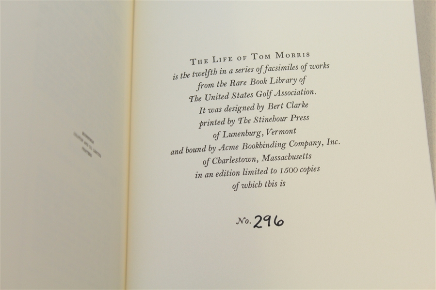 The Life of Tom Morris Limited Cased USGA Edition Book #296/1500