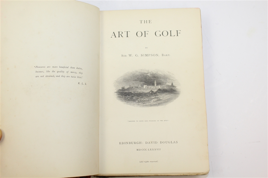 1887 'Art of Golf' Book by Sir W.G. Simpson Signed by Peter McEwan Sr.