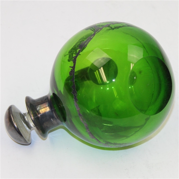 Sterling Overlay Decanter/Jug with Stopper - Green Glass - Unique