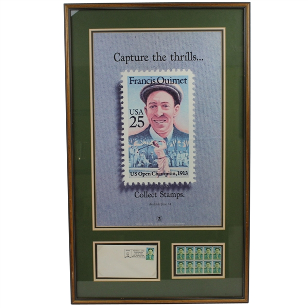 Francis Ouimet Framed Composite Stamp Advertising Piece with Stamps & Envelope-LEE CRIST COLLECTION