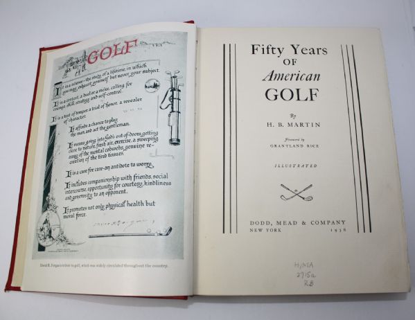 'Fifty Years of American Golf' Book Signed by Author H. B. Martin 203/355
