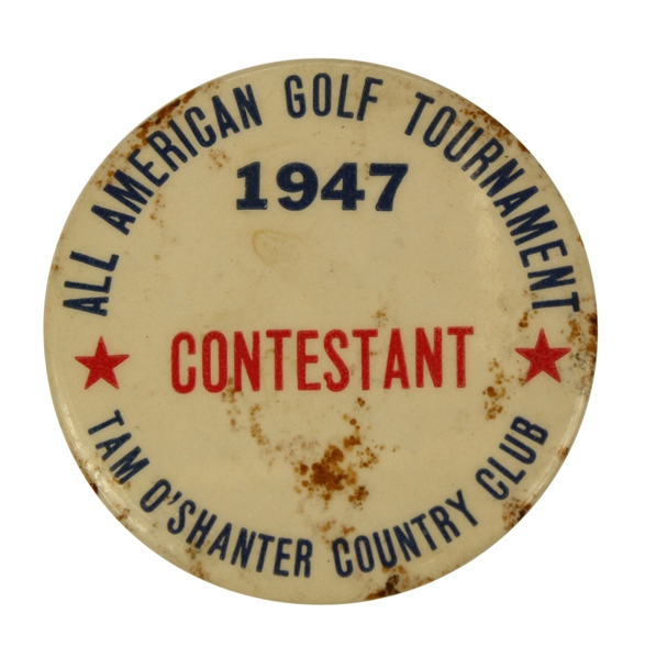 1947 All American Tournament Contestant Badge - Tam O'Shanter - Bobby Locke Winner