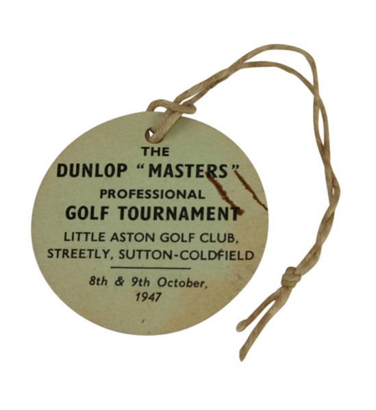 1947 The Dunlop Masters Golf Tournament Competitor Badge