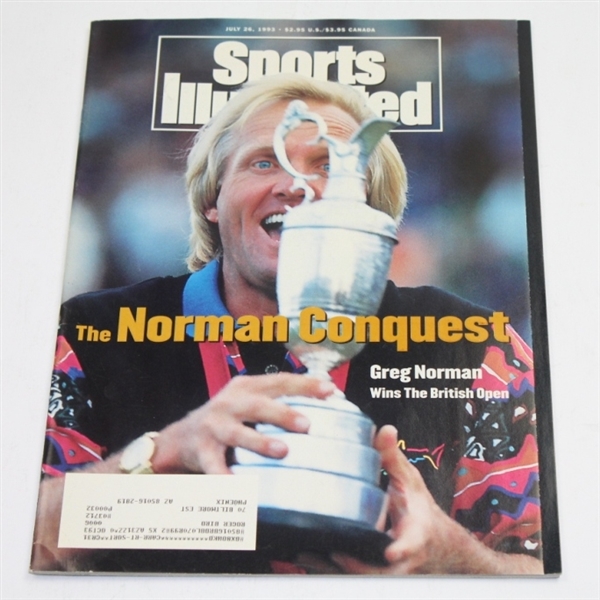 Greg Norman Signed 3 X 5 with 1993 Sports Illustrated of His Win at Brit. Open JSA ALOA