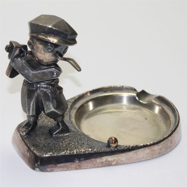 Vintage Derby Silver Ash Tray with Golfer and Ball
