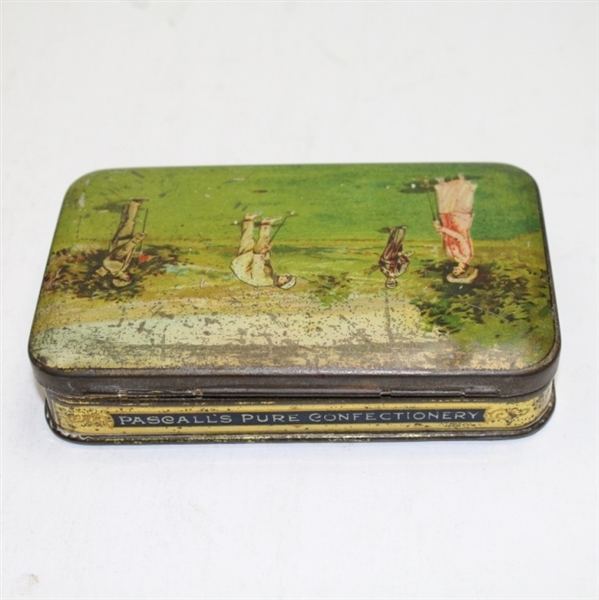 Vintage Pascall's Pure Confectionery Tin with Golf Scene - Purity/Sweetness Trade Mark