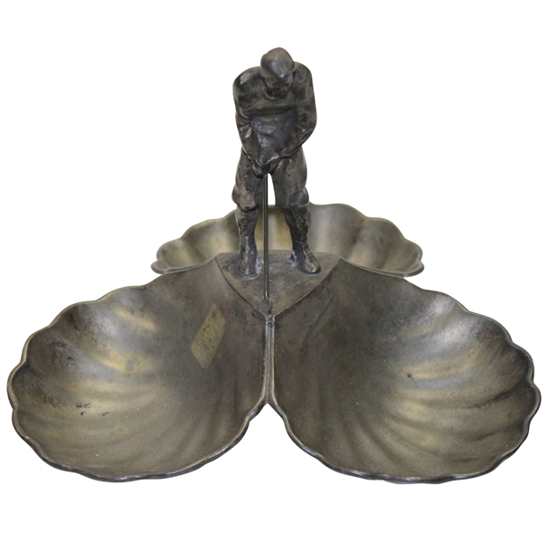 Three Scallop Design Tray with Figural Putting Golfer in Center