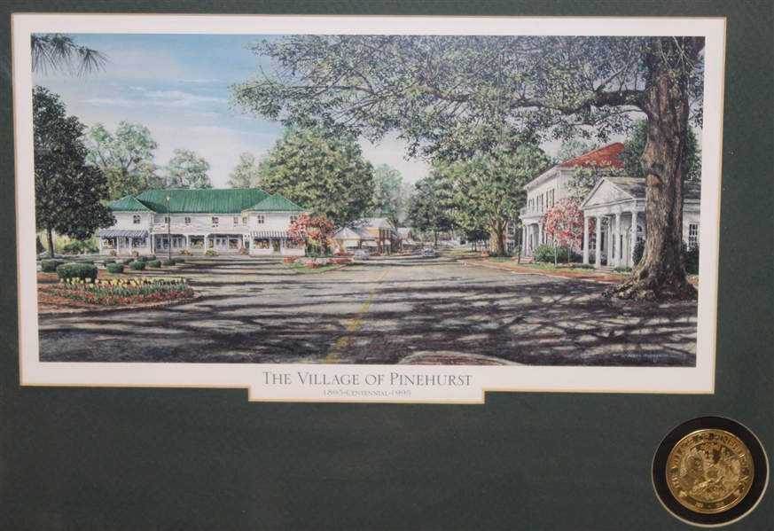 The Village of Pinehurst 1995 Centennial Framed Print with Medal - Steve Jones Collection