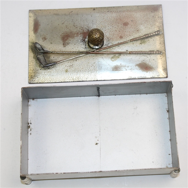Classic Silver Box with Detachable Lid - Golf Ball with Crossed Clubs-ROTH COLLECTION