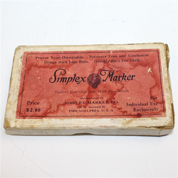 Vintage Metal Simplex Marker - Used to Mark/Name Golf Balls - Includes Instructions-ROTH COLLECTION