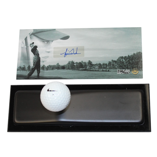Tiger Woods Upper Deck Display with Signed Card & Range Driven Golf Ball #256/500