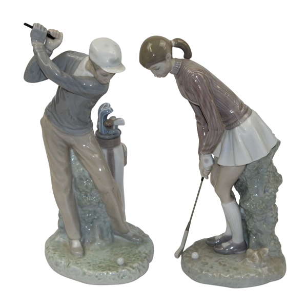 Pair of Lladro Female & Male (Missing Club) Golfers