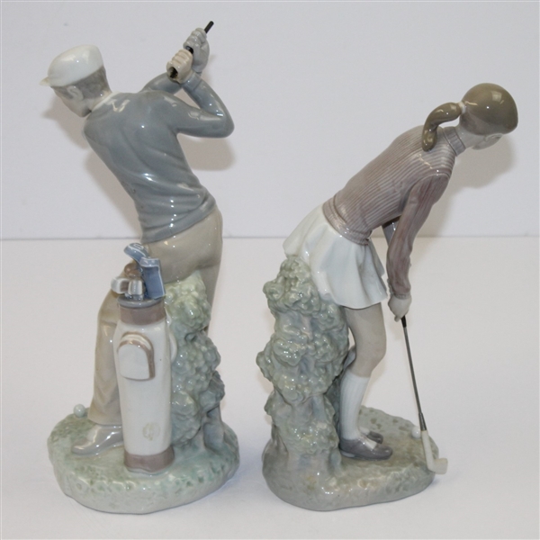 Pair of Lladro Female & Male (Missing Club) Golfers