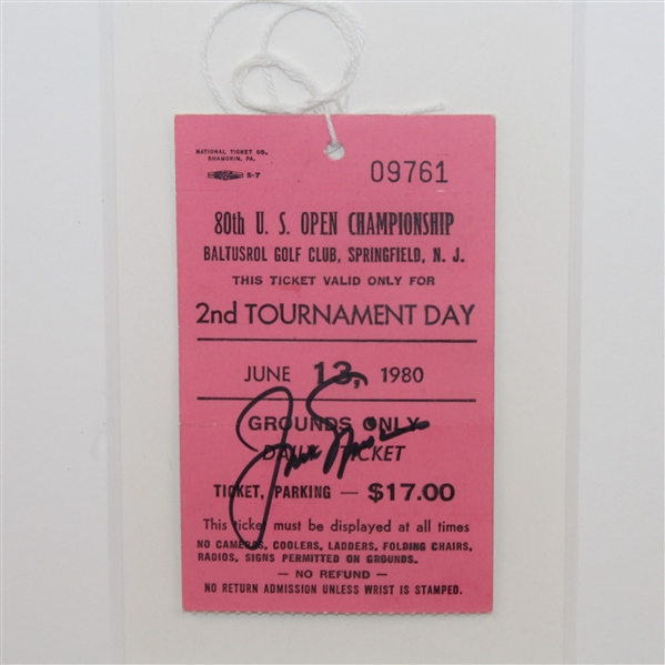 Jack Nicklaus Signed 1980 US Open 2nd Tournament Day Ticket - Framed JSA ALOA