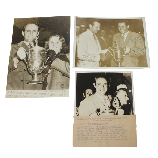 Three Ralph Guldahl Original Wire Photos from US Open Wins 