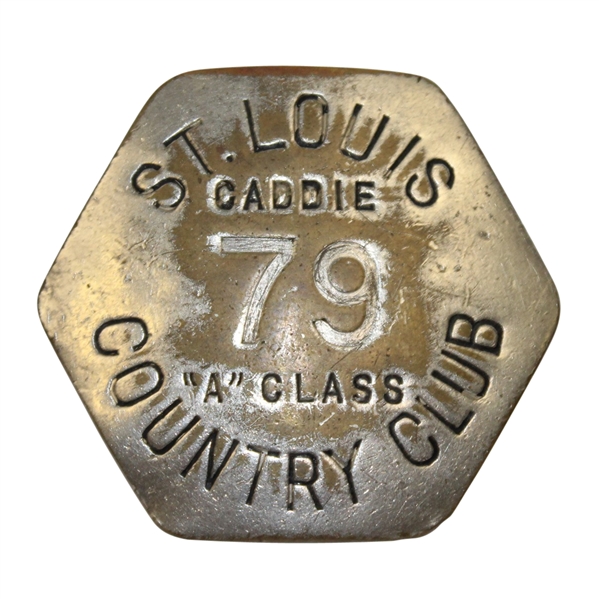Metal Caddie Badge from St. Louis Country Club-ROTH COLLECTION