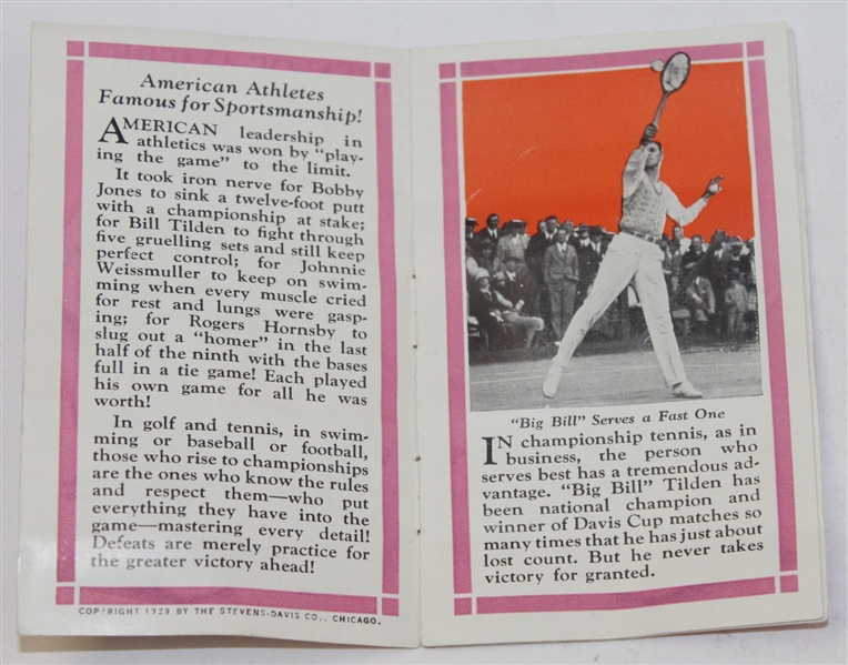 1929 Men in America Booklet with Bobby Jones on Cover - Rogers Hornsby on Back