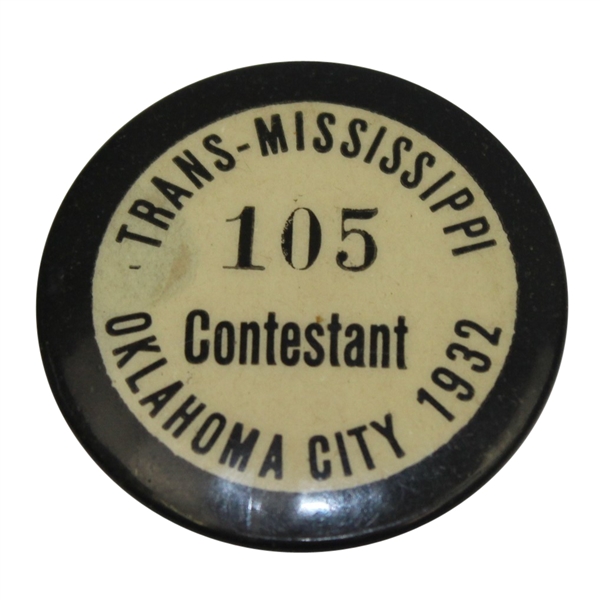 1932 Trans-Mississippi at Oklahoma City Contestant Badge #105-ROTH COLLECTION