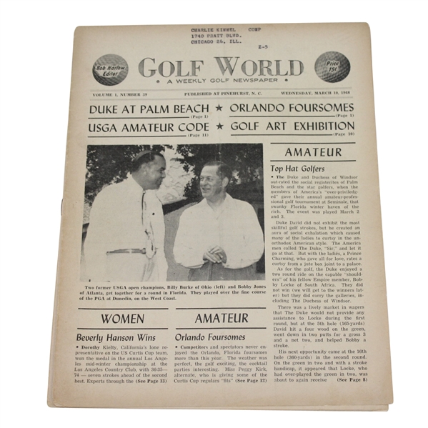 1948 Golf World Weekly Newspaper Vol I No. 39 - Pinehurst